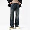 Spring New Retro Wash American High Street Loose Straight Jeans Trousers