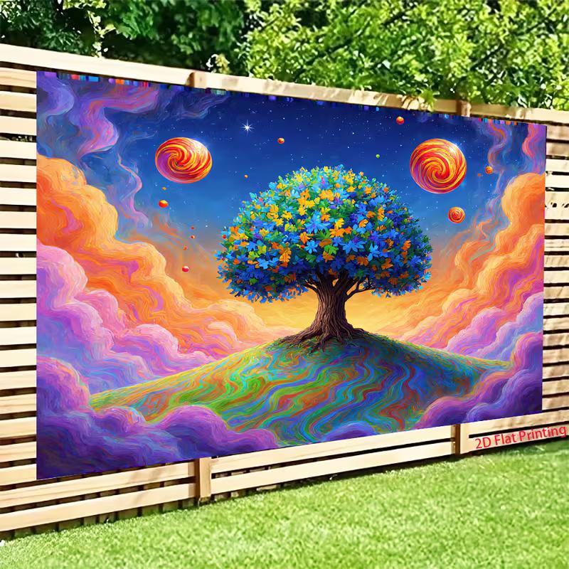 2D Cosmic Tree Backdrop for Fantasy, Celestial or Magical-themed Party Decoration