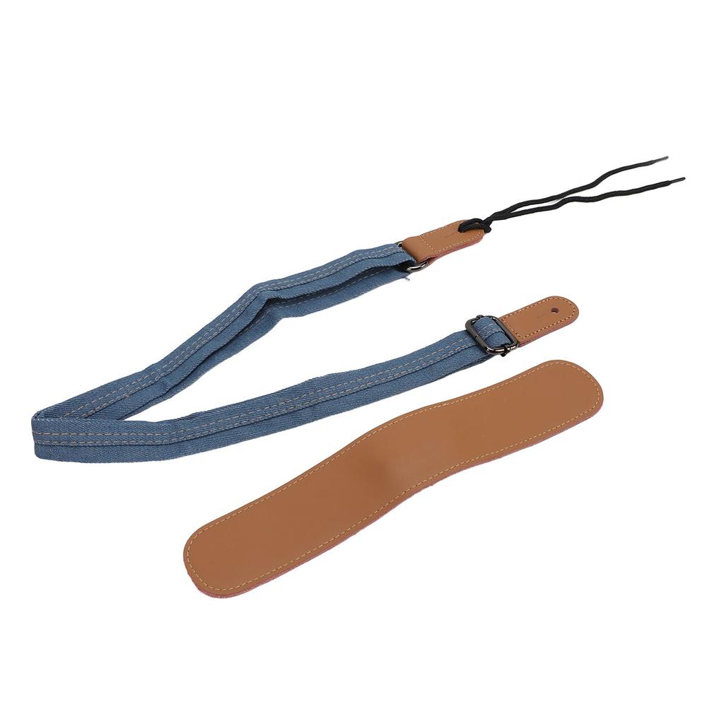 Ukulele Strap Cross Shoulder Pad Denim Leather Adjustable Length Neck Belt Replacement