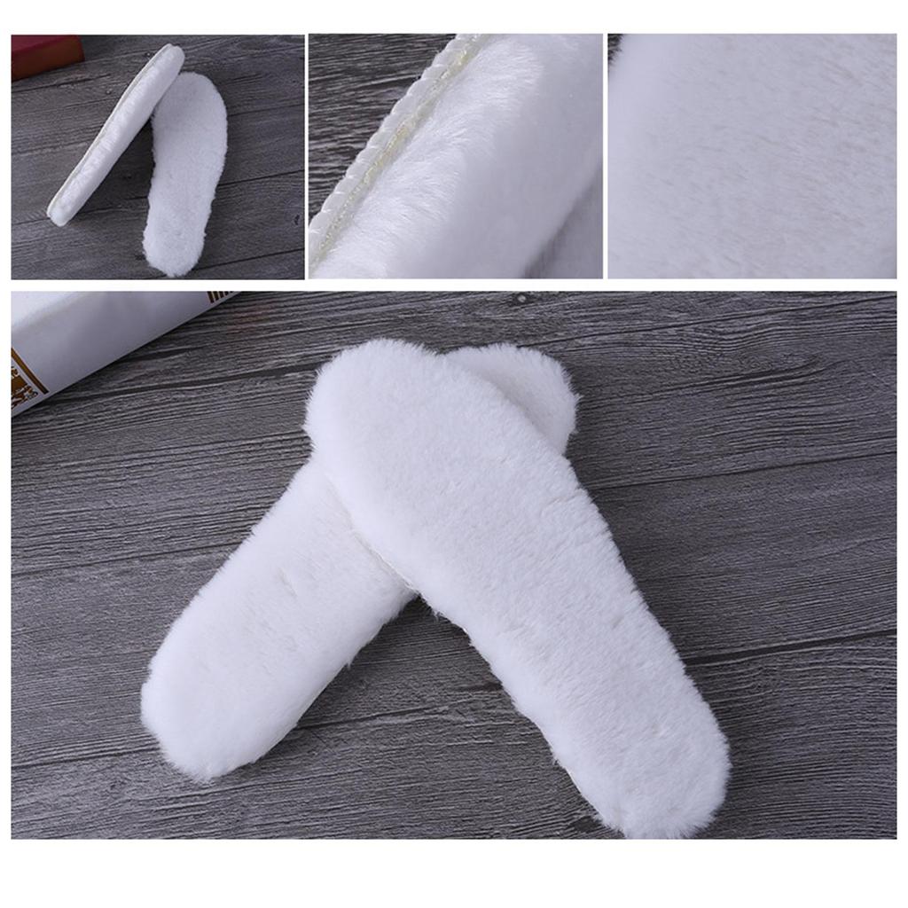 2 Pairs Shoe Insole Insert Fall Winter Warm Thick Fuzzy Wool Blend Soft Cushioning Men Women Snow Boot Inner Sole Foot Pad