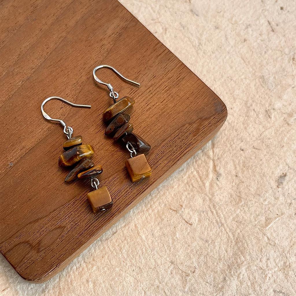 Серьги-подвески оригинального дизайна, этнический стиль, серьги из бисера из натурального камня, серьги в стиле ретро и персонализированные новые серьги в китайском стиле