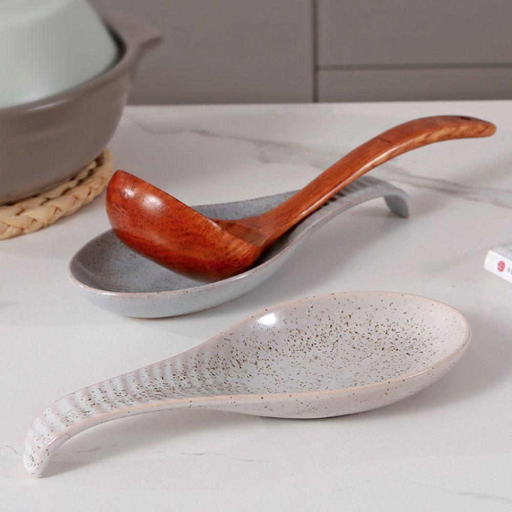 Vintage Porcelain Spoon Rest Anti-skid Texture Utensils Holder Minimalist Ladle Holder Restaurant