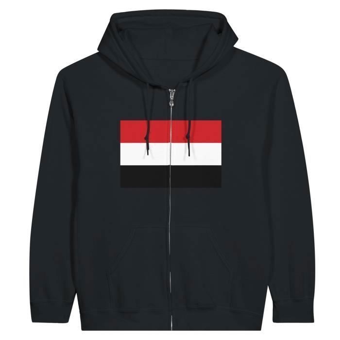 Sweat à capuche à fermeture éclair - PIXELFORMA - Drapeau du Yémen - Noir - Confort et durabilité - Mixte