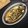 Multi-Size 304 Stainless Steel Oval Fish Plates Household Food Dinner Steamed Shallow Plate Dishes Kitchen Tableware Dinnerware