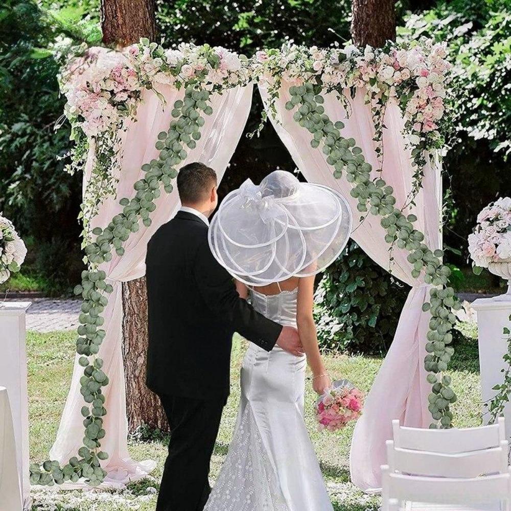 2/1pcArtificial Eucalyptus Garland Fake Ivy Vines Greenery Rattan Plants Wreath Faux Decor for Wall Room Garden Wedding Decor