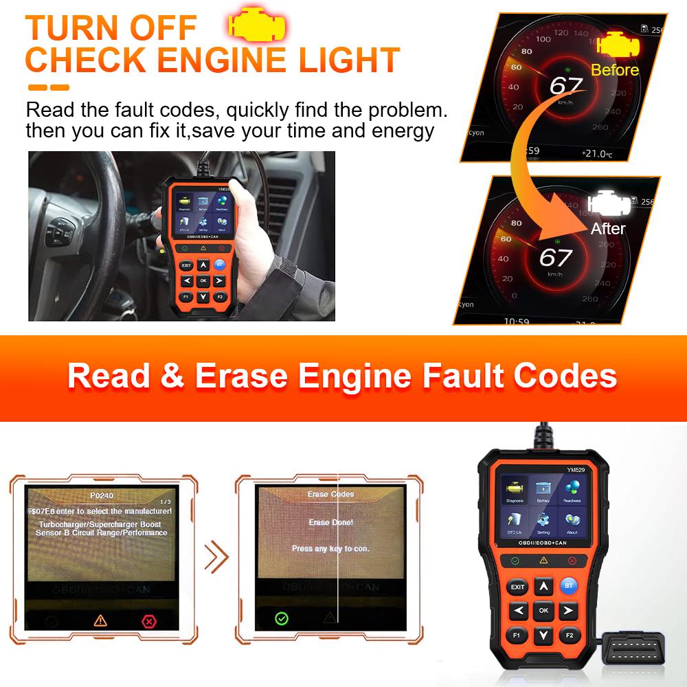 Считыватель кодов двигателя OBD2 Проверка и оценка срока службы батареи Автомобильный диагностический сканер Для сканера приложения Инструмент для диагностики автомобиля