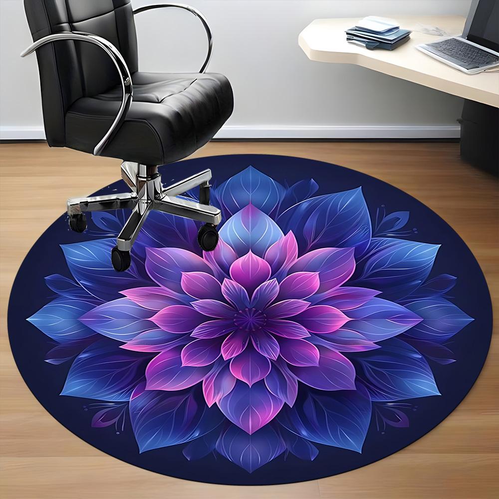 1pc Lotus Mandala Carpet for Office Non Slip, Round Carpet, Soft & Comfortable, Carpet for Office, Lightweight Round Floor Mat