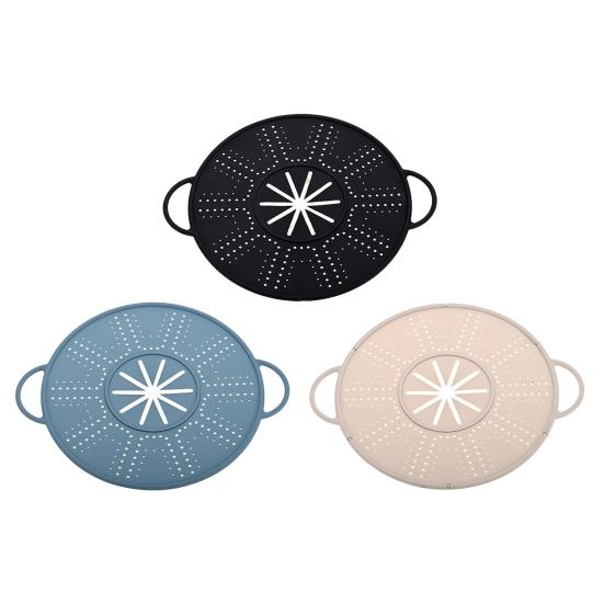 Silicone Splatter Screen for Frying Pan Grease Oil Splash Guard with Handle Heat Insulation Cooling Mat Strainer Drain Board for Baking Cooking