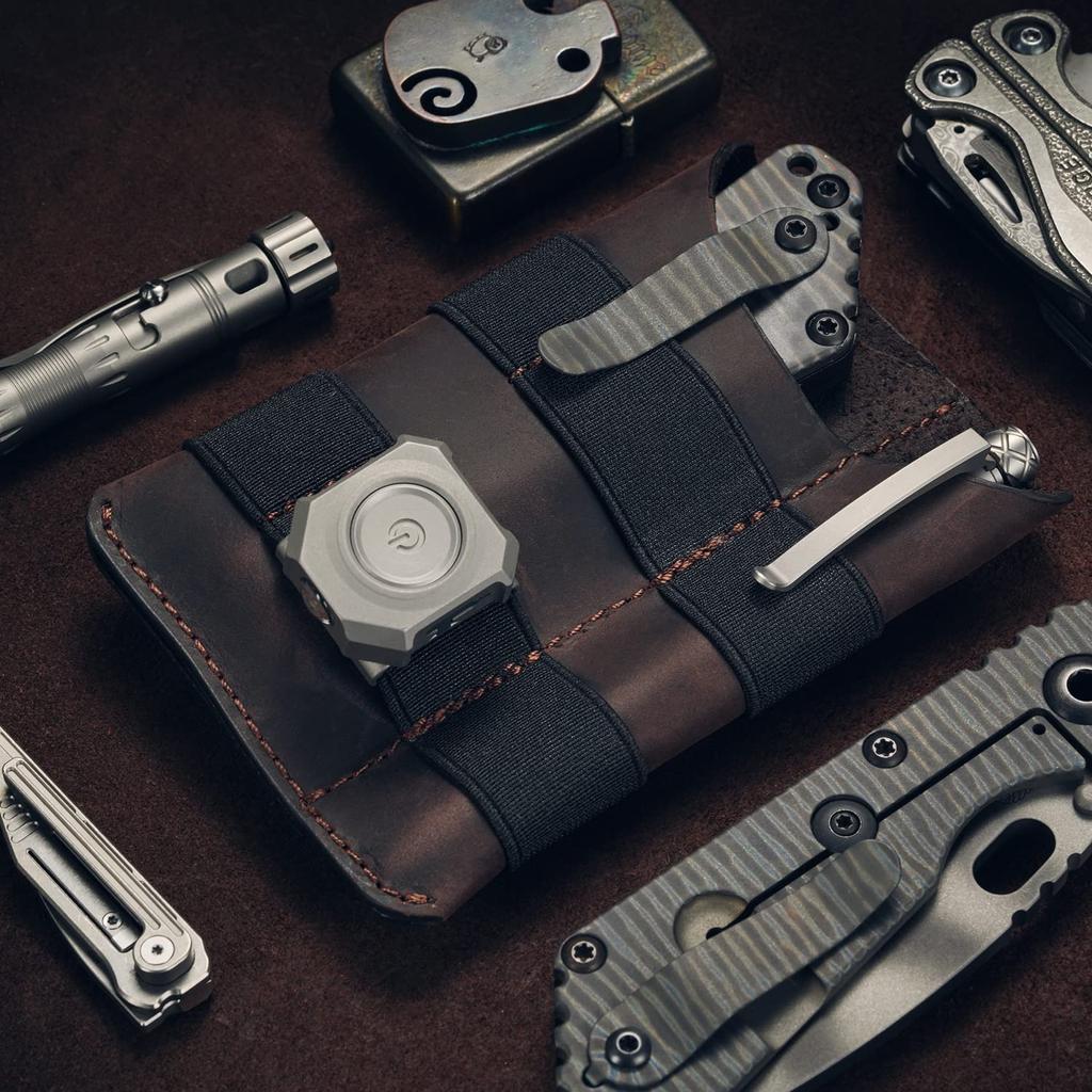 VIPERADE PL5 Карманный EDC органайзер с нашивкой DIY, кожаный EDC подсумок с 3 карманами для хранения инструментов для повседневного ношения, мужская зона, (коричневый