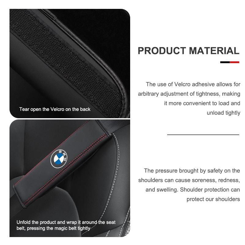 LNRGN1 2026 Car Sticker Leather Car Seat Safety Belt Shoulder Protection Padding For BMW E90 E60 E46 E39 F30 F10 E87 X3 X4 X5 X1 G30 G2