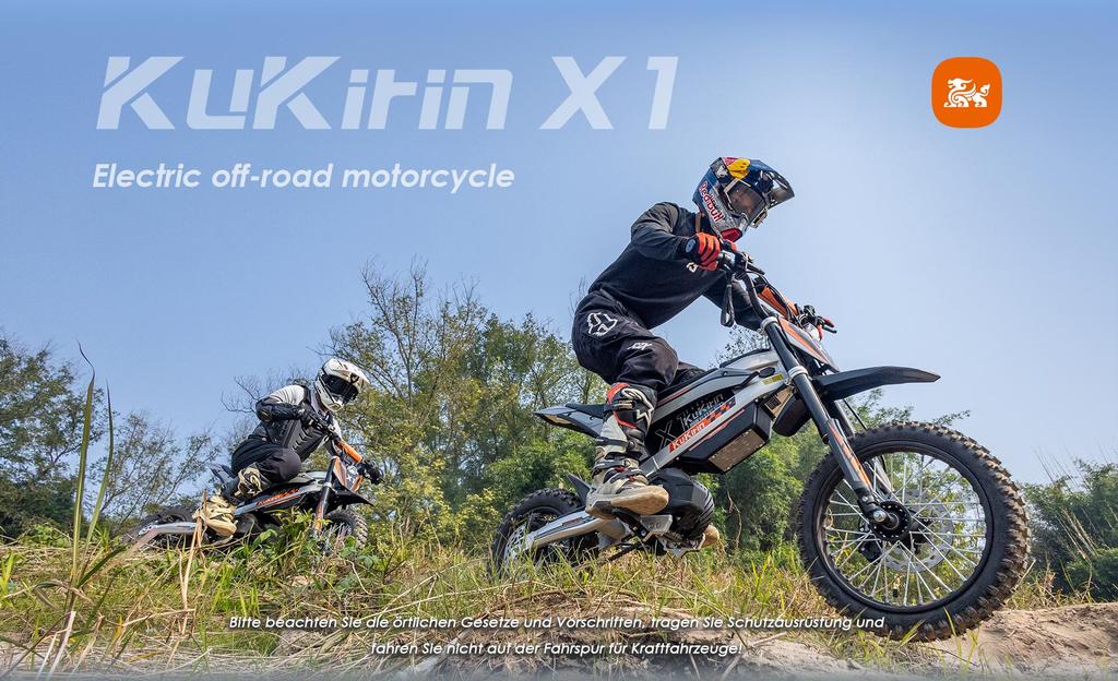 Электрический внедорожный мотоцикл KuKirin X1, двигатель 1000 Вт, аккумулятор 48 В 20,8 Ач, максимальная скорость 50 км/ч, запас хода 40 км
