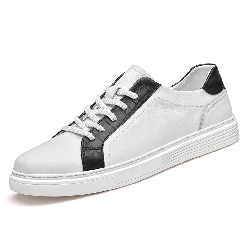 8092 Men'S Shoes Board Shoes Little White Shoes Flat-Soled Leather First-Layer Cowhide Surface Color Matching Contrasting Color Shoes Casual Shoes