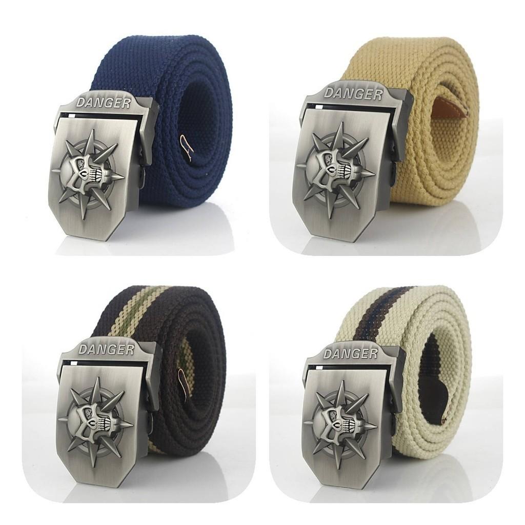 Premium Canvas Belt With Skull Buckle For Men And Women Adjustable 120cm
