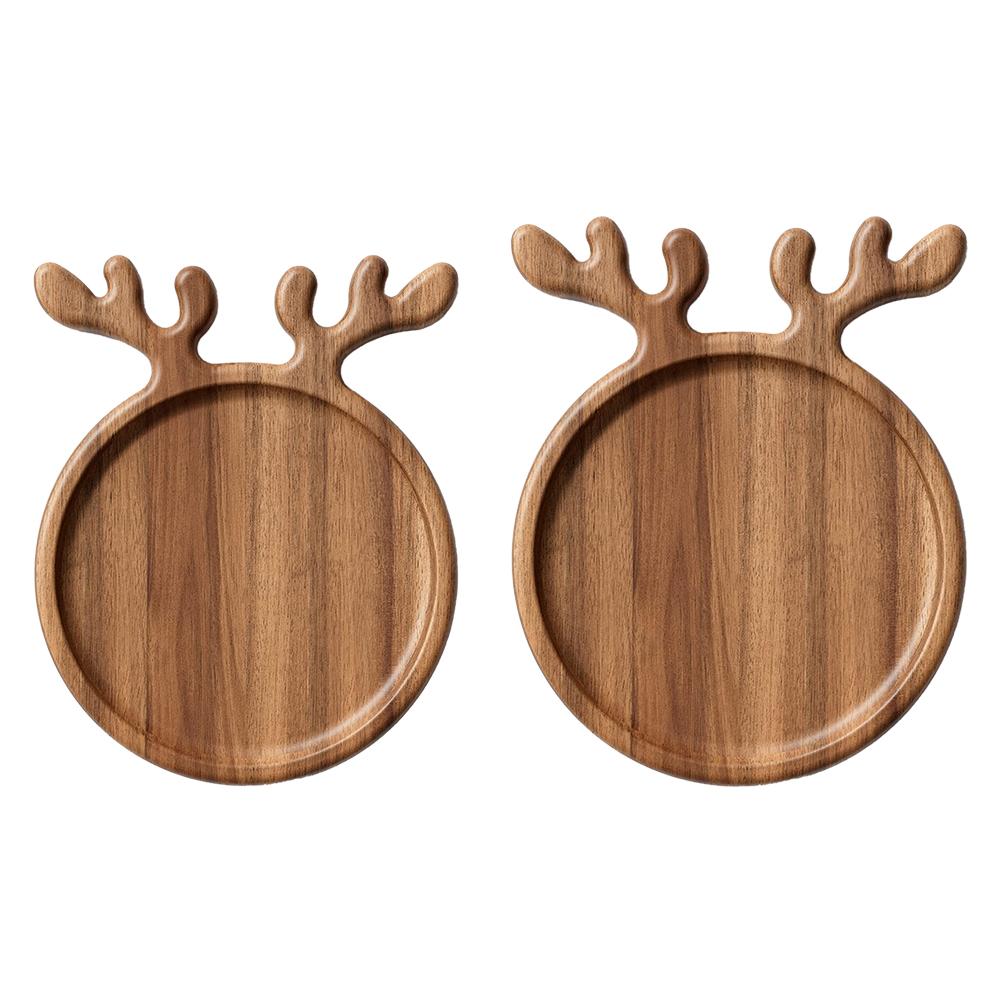 Appetizer Platter Decorative Food Dish Plate with Antler Handle Charcuterie Board Breaded Steak Dinner Plate Dessert Snacks Tray