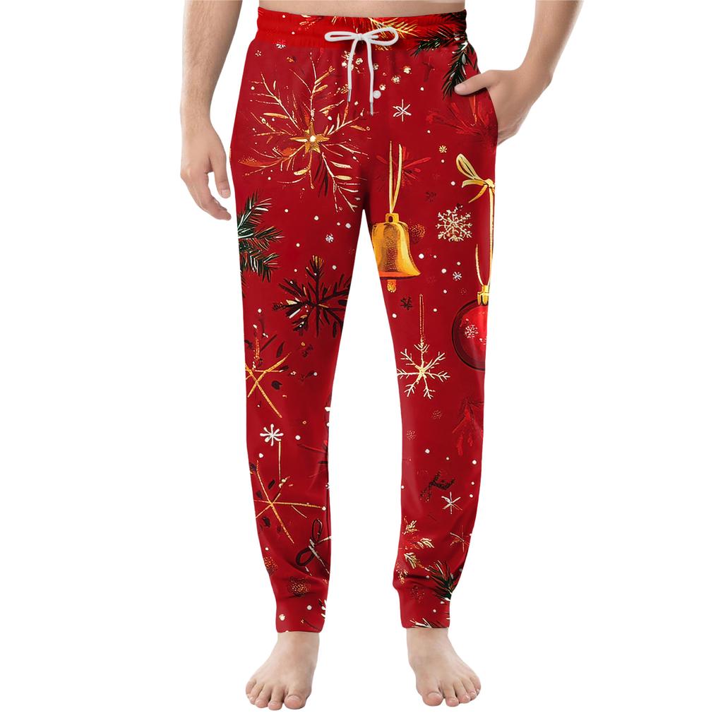 Мужские повседневные брюки с карманами на кулиске и манжетами, домашние брюки для сна