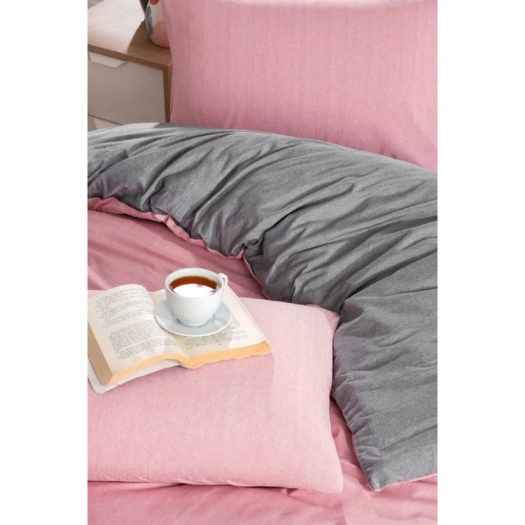 White Square Anthracite Single Duvet Cover Set With Rubber Sheet And 1 Pillow Case