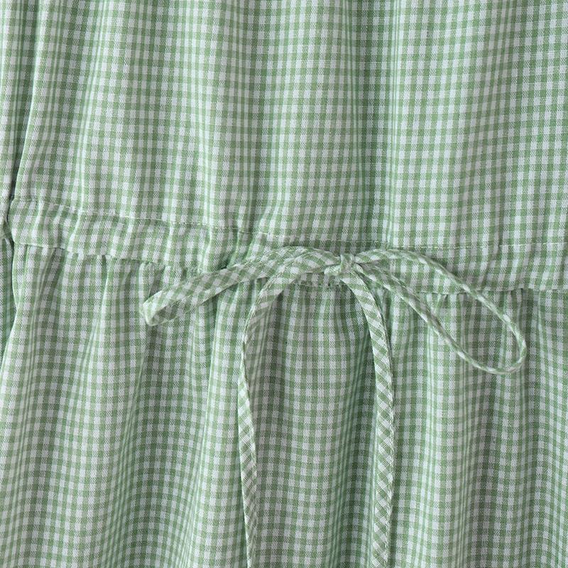 ZANZEA Women Casual Round Neck Summer Short Sleeve Plaid Print Dress