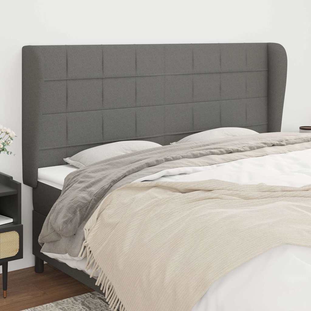 vidaXL Kopfteil mit Ohren Dunkelgrau 183x23x118/128 cm Stoff