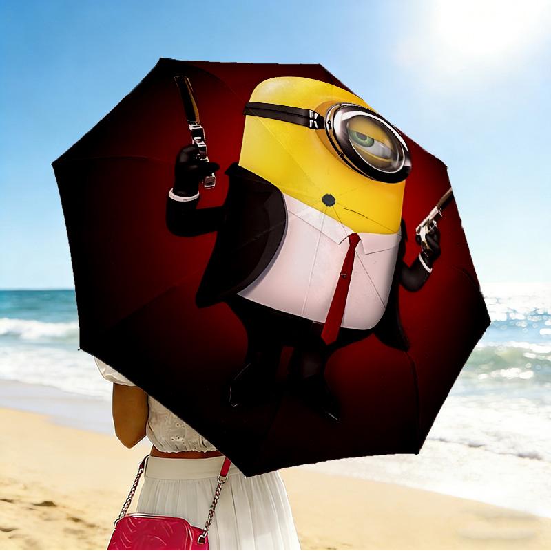 Minion Agent 8 Ribs 3Fold Black Glue Uv Protection Umbrella Sun Protection Rainproof Compact Folding Umbrella For Travel Daily Use C9241511
