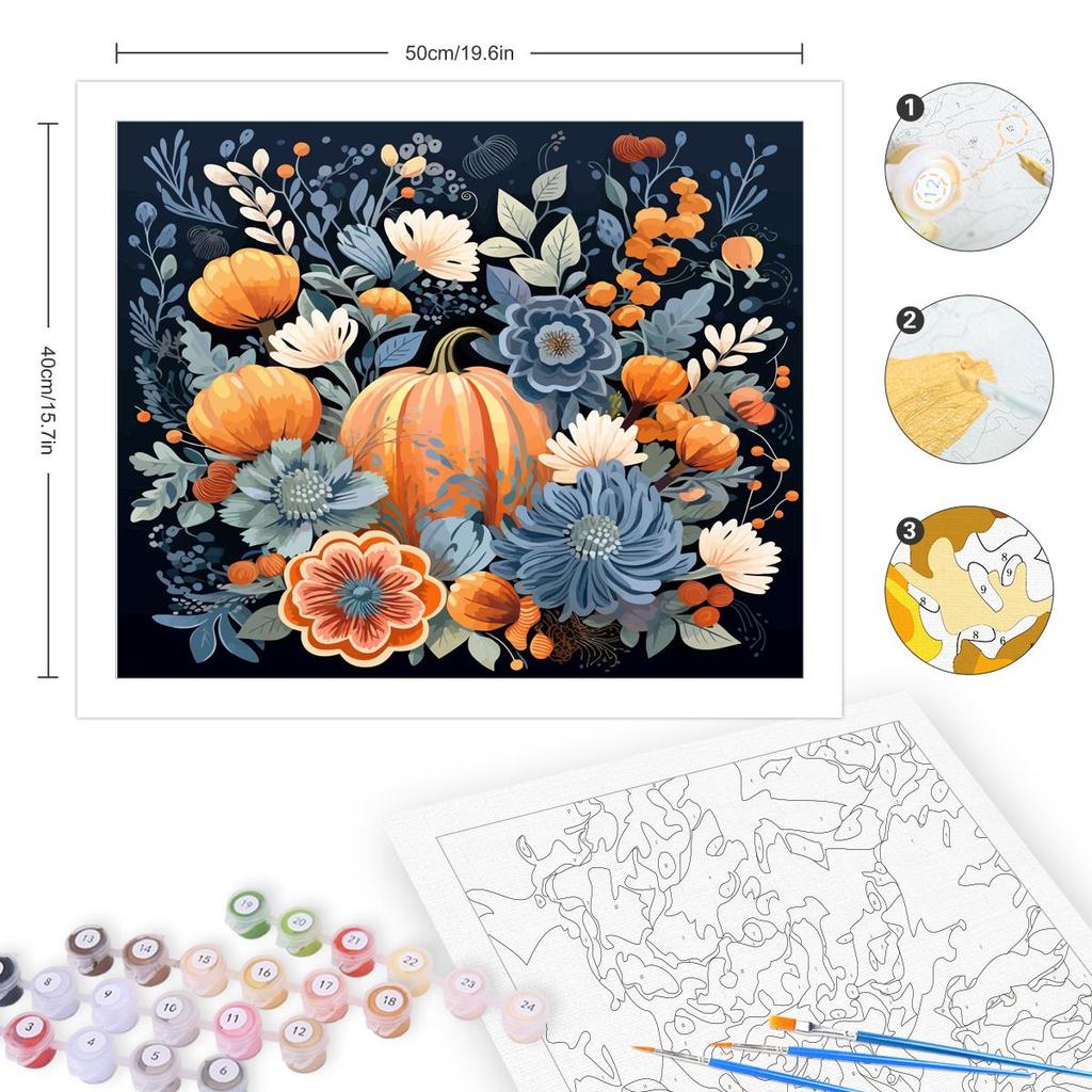 RUOPOTY Frame Painting By Numbers Kits For Adults Oranges Pumpkin Flower Picture By Number On Canvas Wall Art 40x50cm