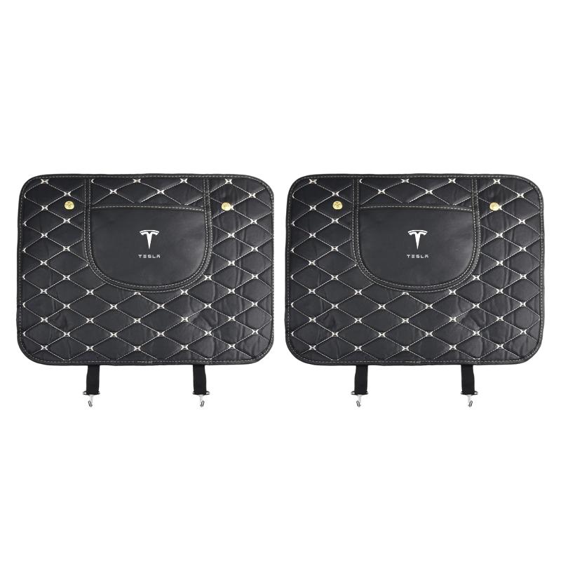 Car Anti-kick Pad Interior Pu Leather Auto Seat Back Protector Pads For Tesla Model 3 Model S Model X Y Roadster Performance