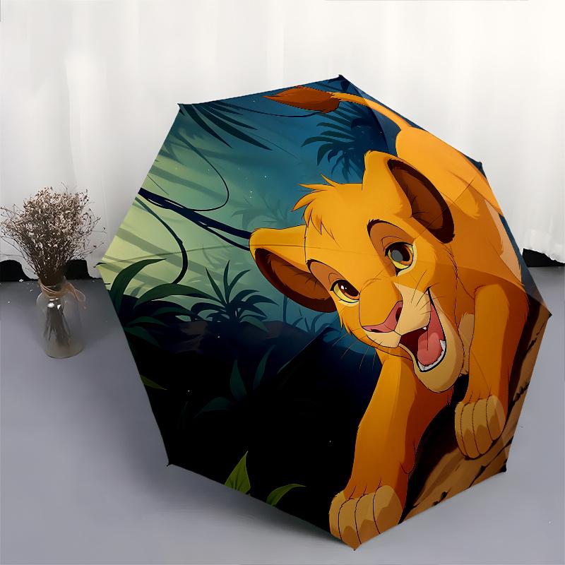 1 Auto Open Lion King, Simba Themed Colorful 8-rib Portable Umbrella for Men and Women, A Compact Commuting Companion Suitable for Daily Dri