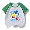 Летний набор для детей Baby Shark 2024: Хлопковая футболка с мультяшным принтом и шорты, Комплект из двух предметов