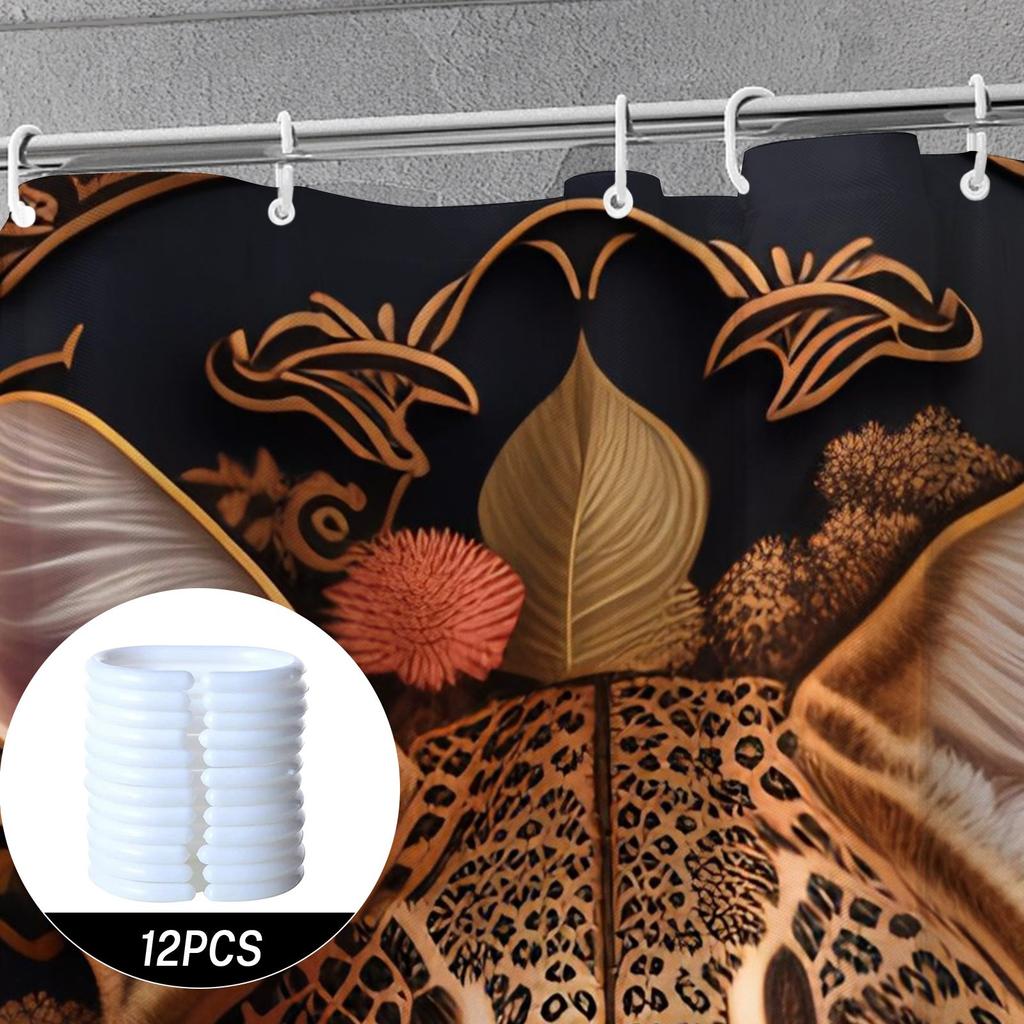 Leopard & Rose Shower Curtain - Vibrant Blue Eyes & Floral Design, Durable Jacquard Polyester, Perfect For Animal Lovers