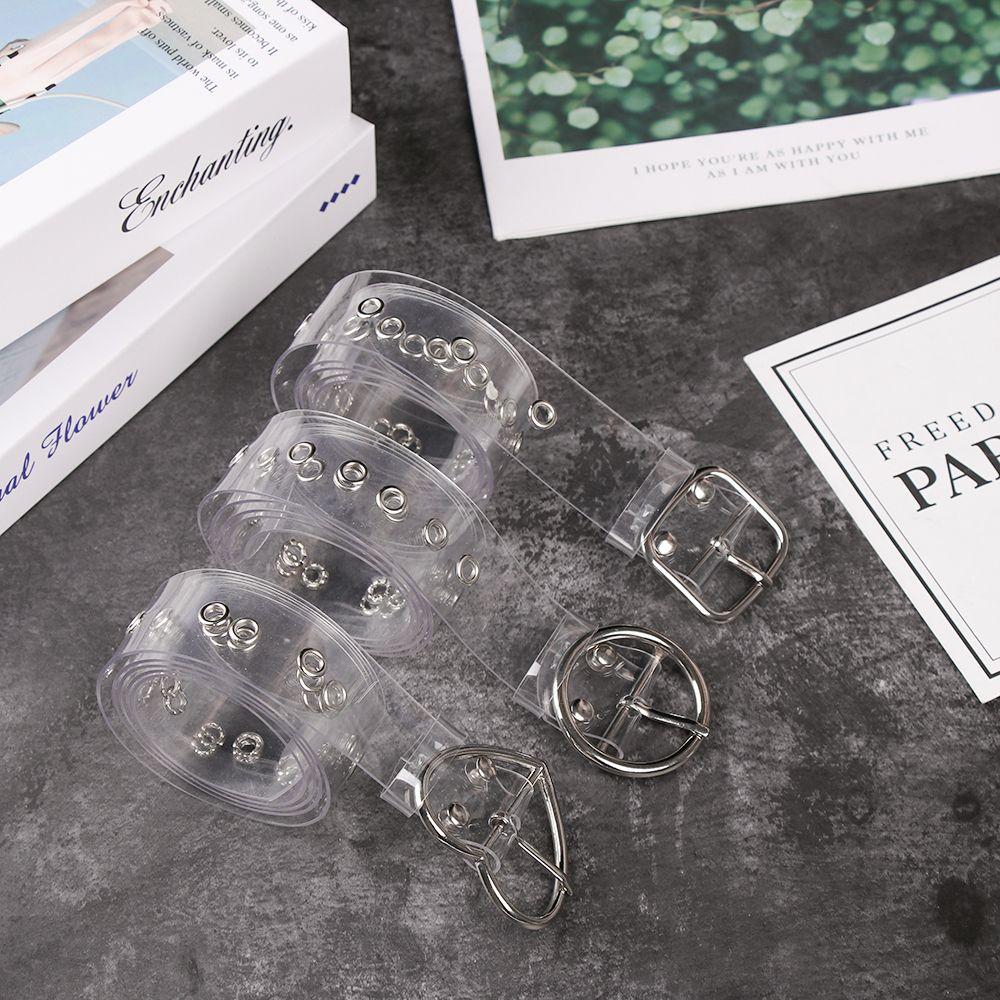 Fashion Clear Pin Buckle Transparent Waistband Punk Waist Belt Waist Strap Round Square Heart