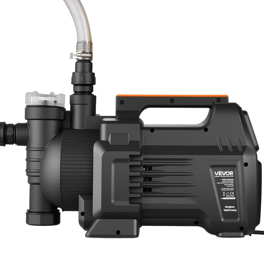 Electronic Shallow Well Jet Pump, 1300W, 4800 L/H Maximum Flow Rate, PP Garden Well Jet Pump with 8 m Suction Height, Intelligent Electronic Control,