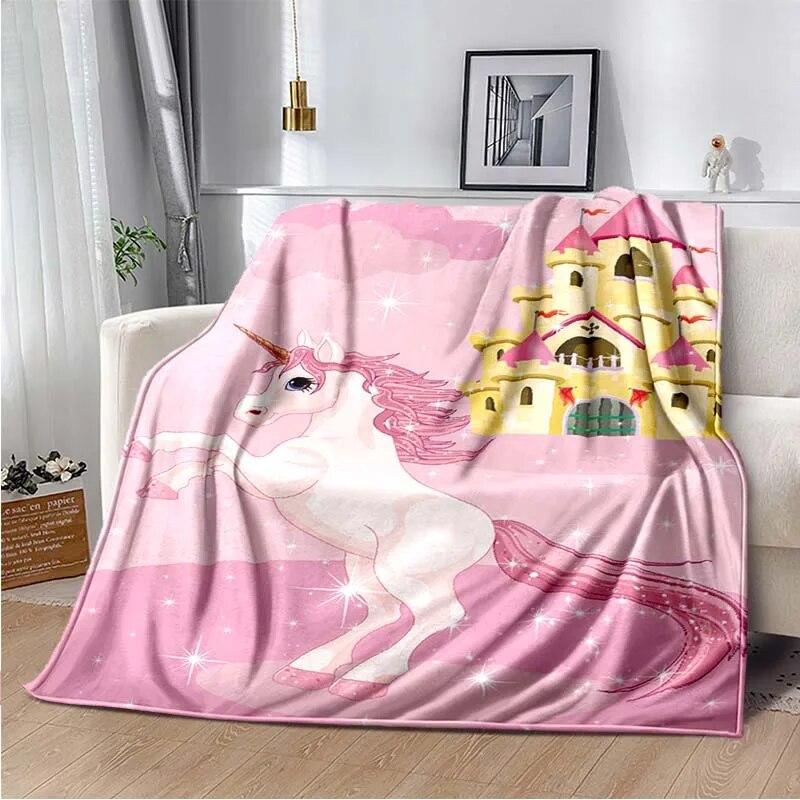 Милое розовое одеяло с единорогом, одеяло для дивана, украшение для спальни, гостиной, одеяло для кровати, одеяло для пикника, одеяло