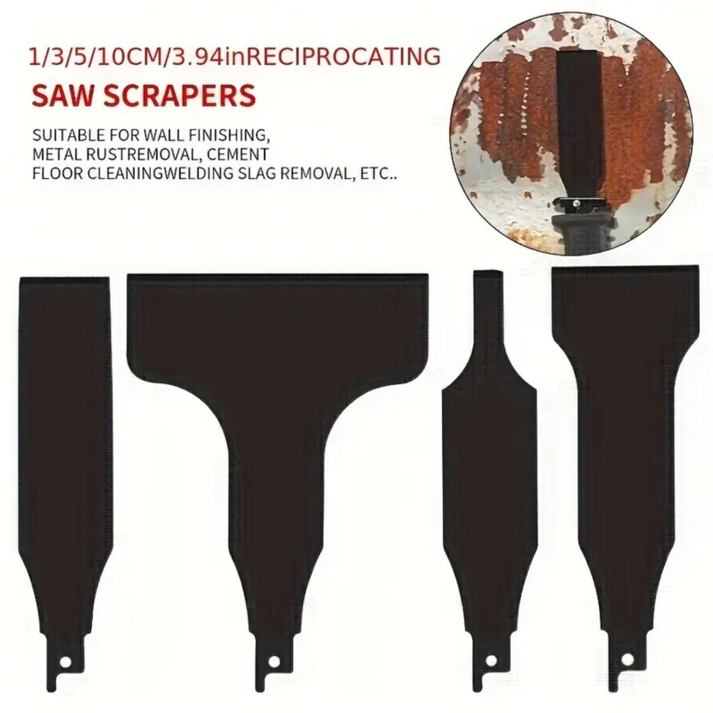 4-piece Steel Reciprocating Saw Shovel For Removing Tile Glue, And Mortar, Cleaning, Cleans Floors And Walls