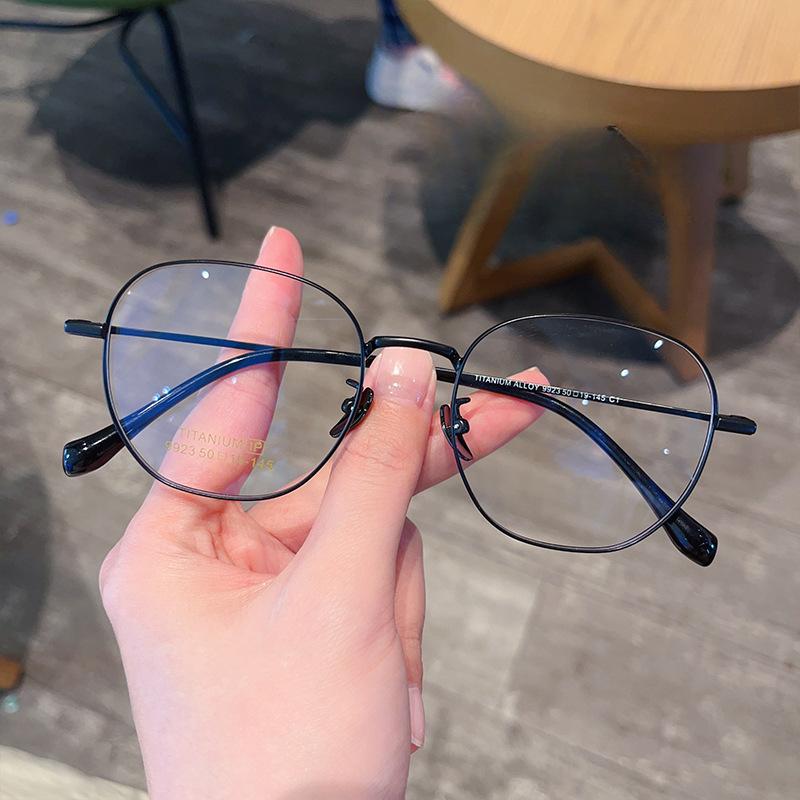 Сверхлегкие Xiaohongshu Интернет-знаменитости, простые многоугольные модные титановые оправы для мужчин и женщин, очки в стиле ретро