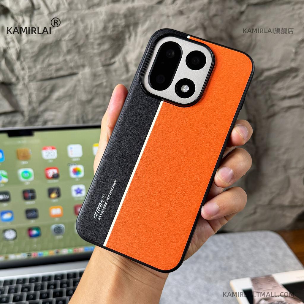 For OnePlus 15 Case Simple PU Vegan Leather Siliconed Phone Back Cover For One Plus 15 Shell Dustproof Shockproof Bumper