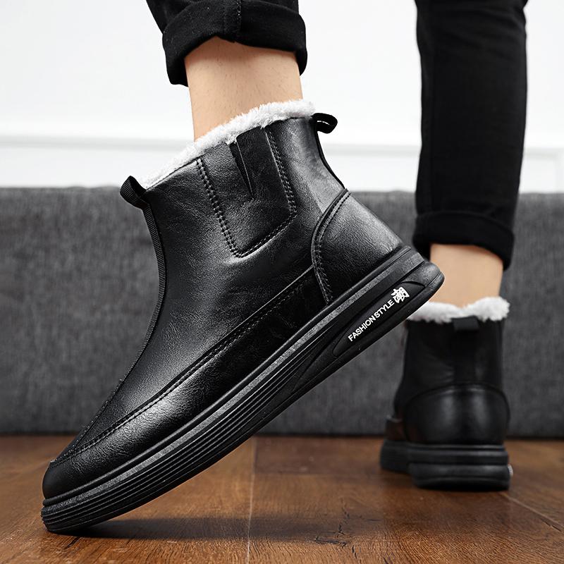 Зимние мужские ботинки slip on plush теплые зимние ботинки мужские рабочие повседневные туфли высокие черные зимние ботинки мужские с мехом зимняя обувь