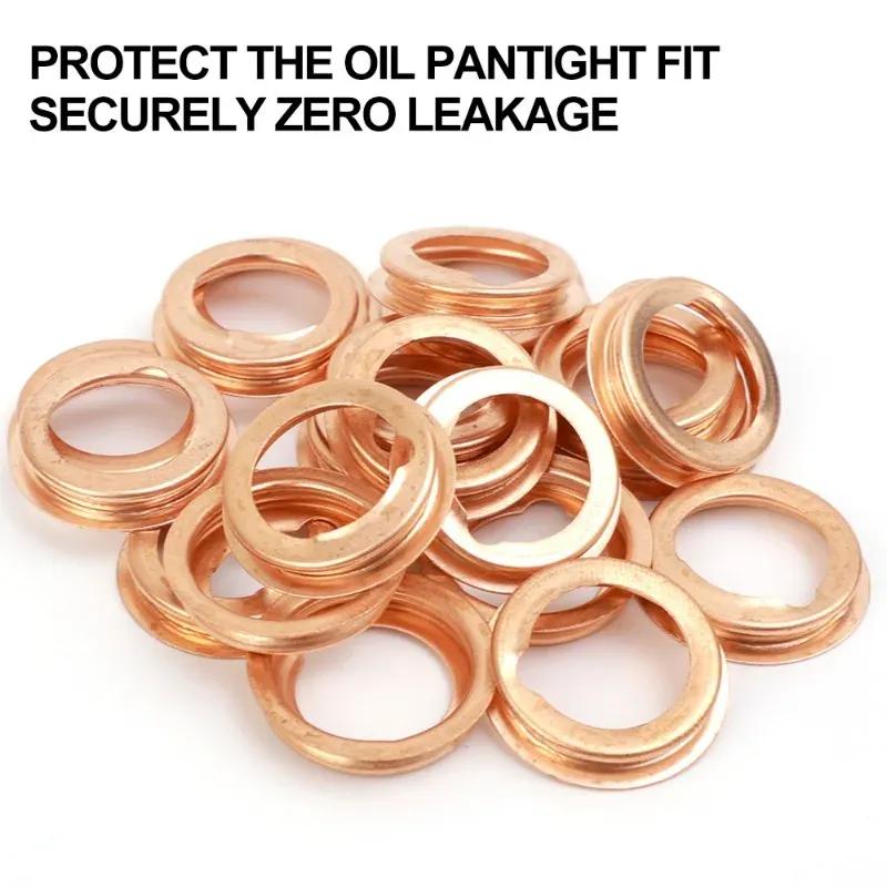 Car Oil Drain Gasket Drainage Bolt Pad Copper Oil Drain Plug Gasket Auto Replaceable Accessories 11026-01M02 for Infiniti Altima
