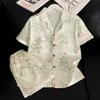 2025 Summer Short Sleeve Tops and Shorts Pajamas for Wome N Korean 2 Piece Set Silk Fashion Sleepwear Elegant Print Satin Pajama Set Young Girl