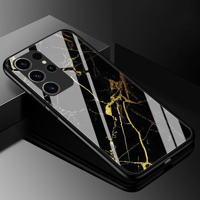 Мраморный чехол из закаленного стекла для Samsung Galaxy S23 Ultra 5G, модная стеклянная задняя крышка для Samsung S23 Plus / S23 Ultra