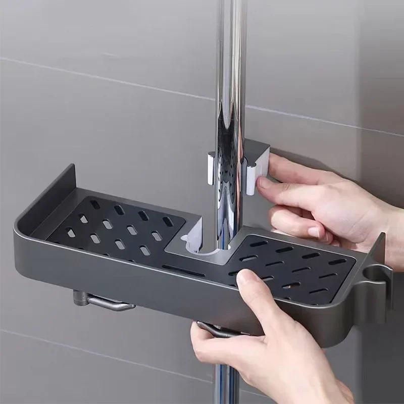 Стеллаж для хранения душевой стойки Бытовая ванная подъемная скоба Непробиваемый унитаз душевая штанга Поддон для хранения Аксессуары для ванной комнаты