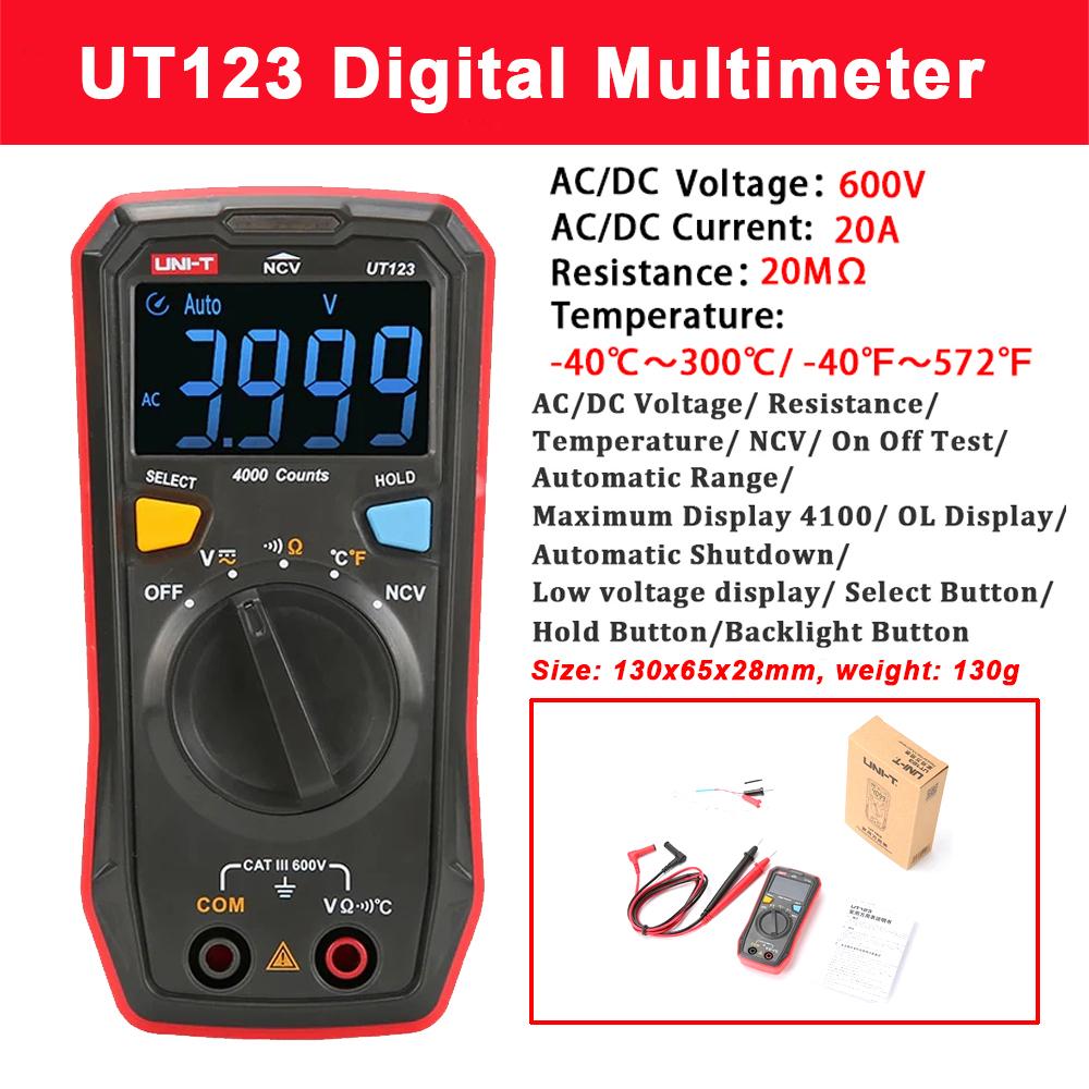 UNI-T UT123 UT123D Smart Multimeter Digital Professional Electric Tester Voltage Resistance Continuity NCV Electrician Meter