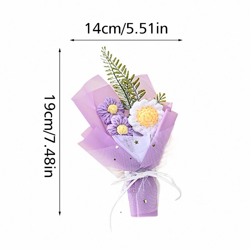 Вязаный букет Мини-пуховые цветы Реквизит для фотосъемки Несколько цветов Домашняя вечеринка Имитация Цветочное украшение Подарочные аксессуары