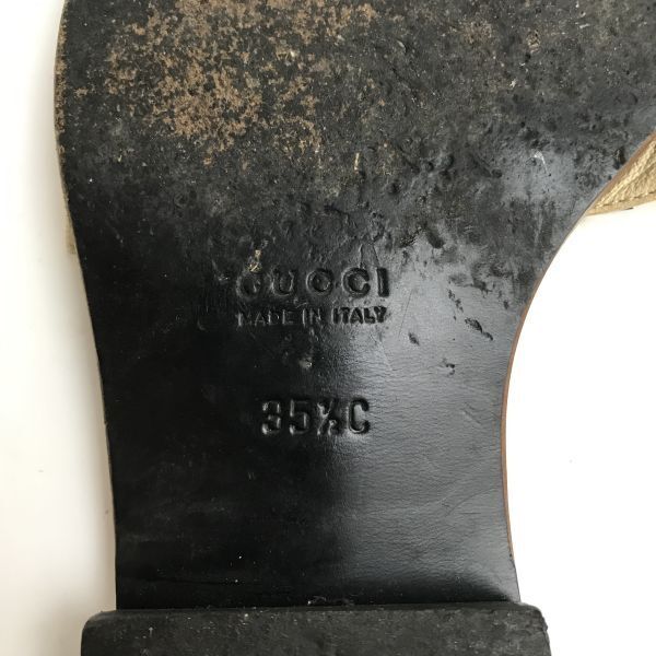 Gucci Женские плоские сандалии 22.5 Бежевые Сделано в Италии(ИСПОЛЬЗОВАЛ)