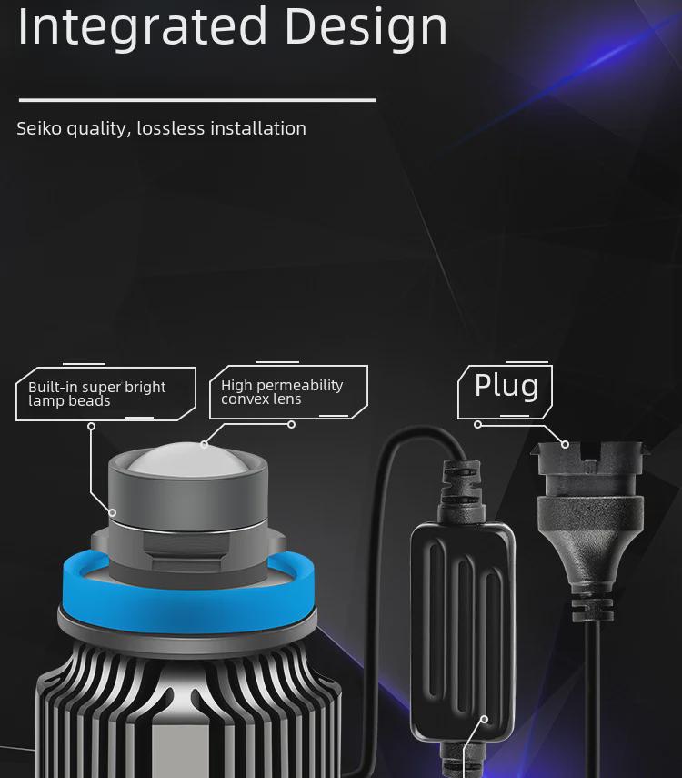 Двухцветные автомобильные светодиодные противотуманные фары с линзой, H7/9005/9006/H11, простая установка