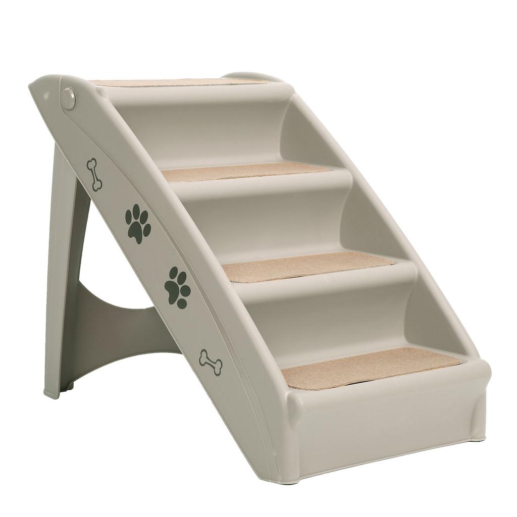 4-ступенчатая складная лестница для домашних животных, пандус для собак и кошек, для использования в помещении и на улице, светло-серый