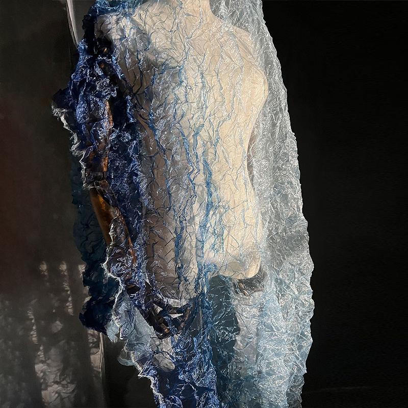 Градиентный цвет органза плиссированная мелкая гофрированная ткань для одежды витрина дисплей сценический фон свадебный декор дизайнерская ткань