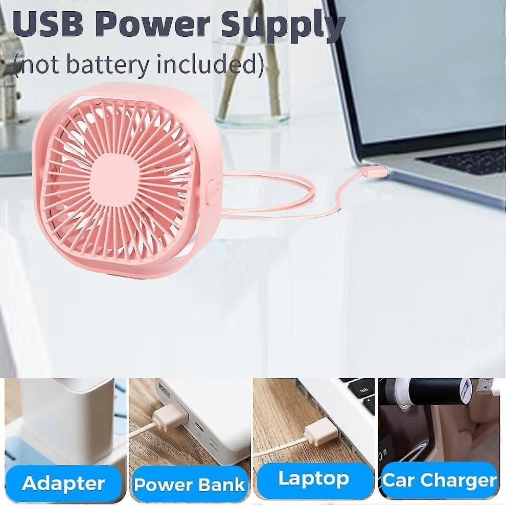 (Pink) Desk Fan Portable Fan, USB Fan Silent Powerful Personal Fan, 3 Speed Mini Desktop Fan Cooling Desk Fan USB for Home Office Bed
