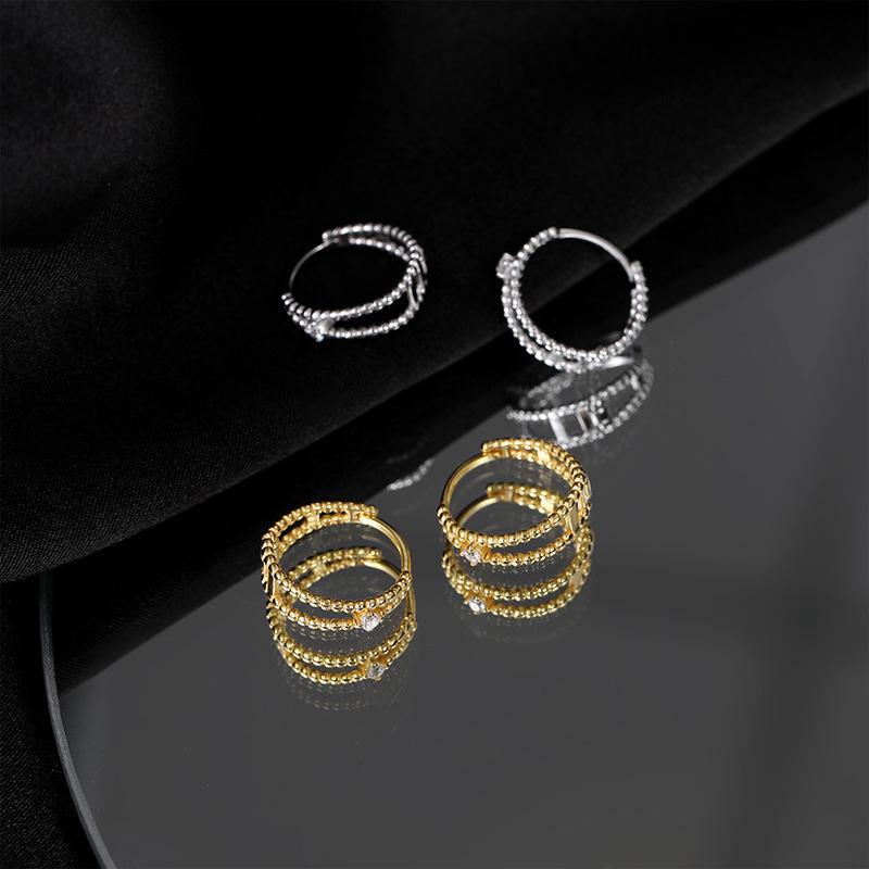 Серьги-кольца Banyan Tree S925 Silver Retro Double Hollow Hoop для женщин - Легкий роскошный дизайн высокого класса