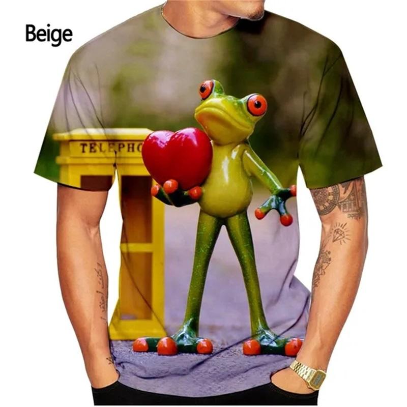 Модная футболка с забавной лягушкой и 3D принтом, летние повседневные футболки с короткими рукавами для мужчин, мужские футболки большого размера с круглым вырезом
