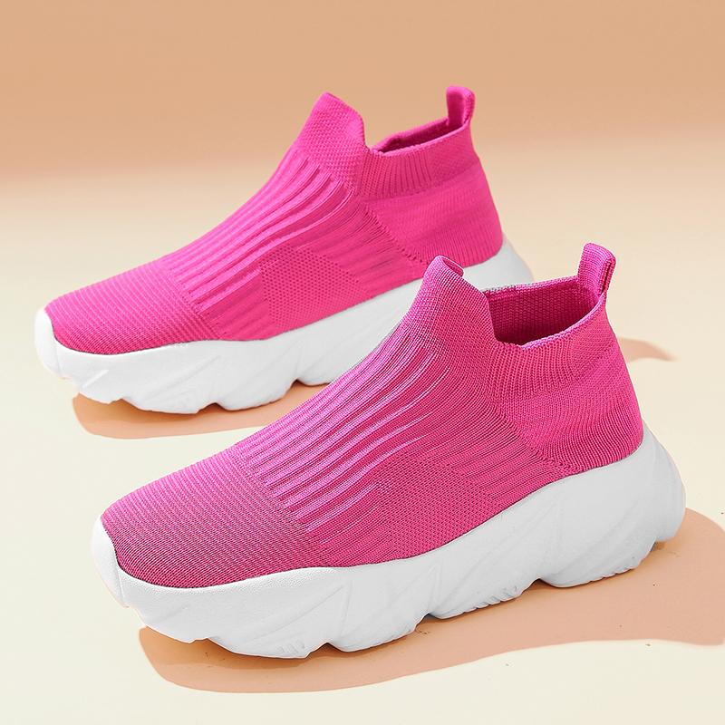 Мода Мода Платформа Спортивная обувь Мужчины Красный Высокий верх Вязаные Повседневные Кроссовки Женщины Легкие Дышащие Слипоны Мужские Кроссовки для Бега