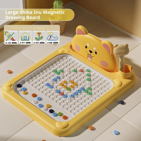 Магнитная доска для рисования с медвежьим дизайном, интерактивная игра с ручкой-бусиной, доска для набросков с узорами, портативная для путешествий